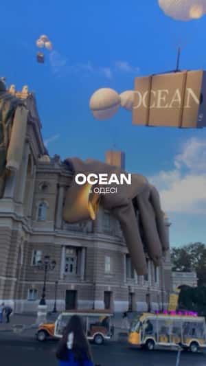 Boxes Arrive by Parachute in Odessa in a fake-out-of-home ad of OCEAN