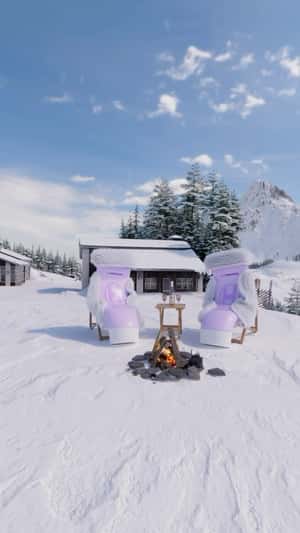 Oversized Ski Boots Chill on Winter Slopes in a fake-out-of-home ad of OLEHENRIKSEN