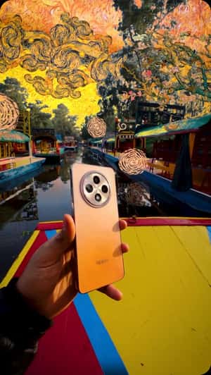 Orange Phone Sails through Xochimilco Canals in a fake-out-of-home ad of Oppo