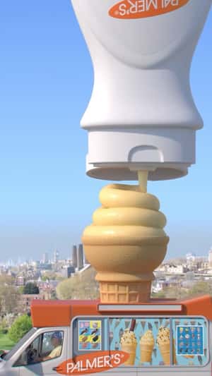 Cocoa Butter Formula in Giant Ice Cream Cone in a fake-out-of-home ad of Palmer's