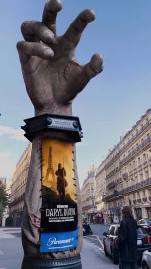 Zombie Arm Column Stands in Paris Paramount+
