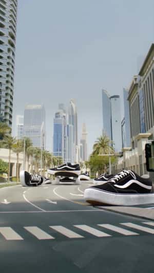 Shoes Skateboarding in fake-out-of-home ad of Vans