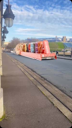 Giant Parade Float in Paris in a fake-out-of-home ad of Michel Polnareff