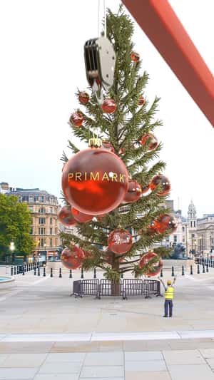 Massive Christmas Tree in London in fake-out-of-home ad of Primark