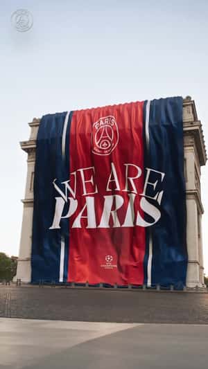 Huge Banner Drapes Over Arc de Triomphe in a fake-out-of-home ad of Paris Saint-Germain