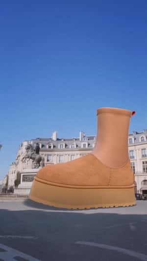 Wrapped Boots Landing in fake-out-of-home ad of UGG