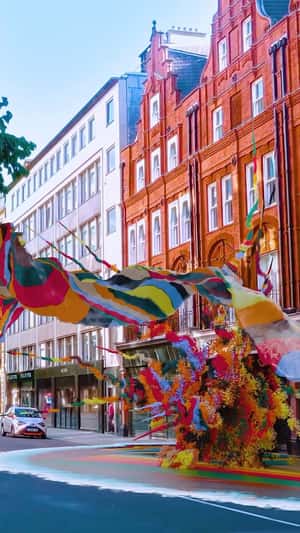 Colorful Swirls on Sloane Street in a fake-out-of-home ad of Emilio Pucci