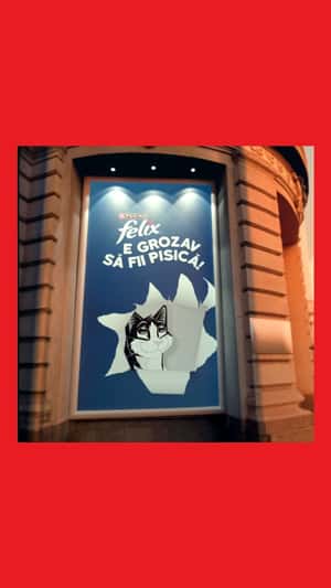 Felix Cat Comes to Life from Billboard in a fake-out-of-home ad of Purina