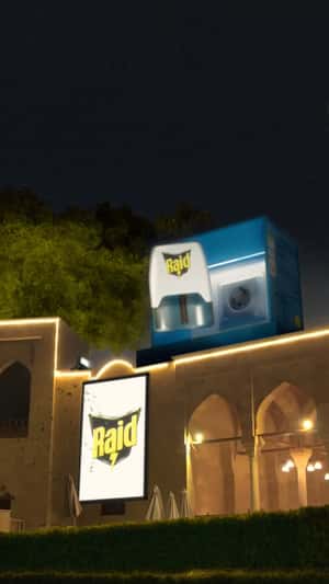 Massive Electric Plug at Al Azhar Park in a fake-out-of-home ad of Raid