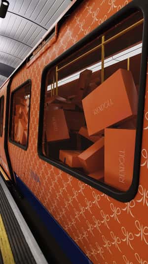 Train Filled with Luxury Shopping Bags in a fake-out-of-home ad of Rendoll