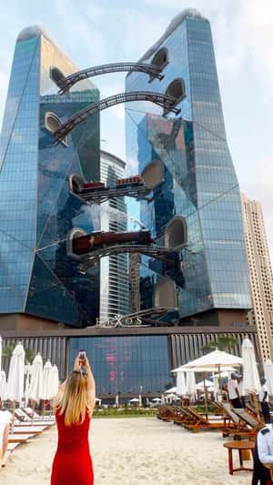 Train Between Towers in Dubai in a fake-out-of-home ad of Rixos