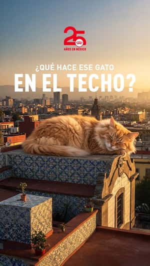 Giant Cat Awakened by Balloons in a fake-out-of-home ad of Royal Canin