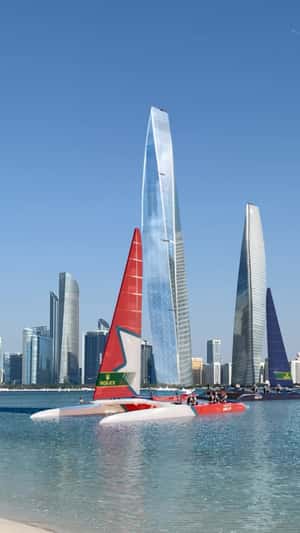 Giant Sail Emerges from Abu Dhabi Skyline in a fake-out-of-home ad of Mubadala