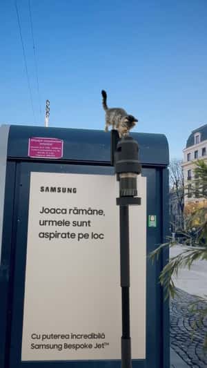 Vacuum Cleanup Sidewalk in a fake-out-of-home ad of Samsung