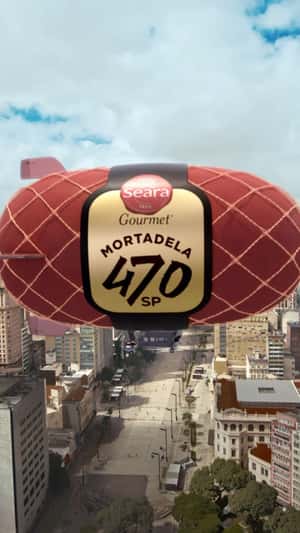 Giant Mortadella Floats Above São Paulo in a fake-out-of-home ad of Sear Gourmet