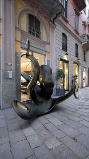 Octopus Emerges from Milan Boutique in a fake-out-of-home ad of Seiko