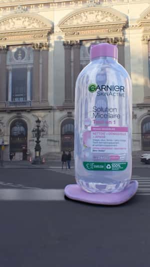 Garnier Cleansing Water Cleans the Streets in Paris streets in fake-out-of-home ad of Garnier