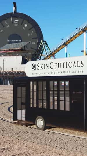 Mobile Treatment from Coast to Coast in a fake-out-of-home ad of SkinCeuticals