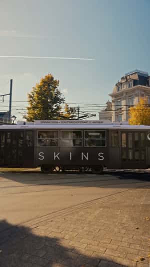 Vintage Tram Releases Products in Antwerp in a fake-out-of-home ad of Skins