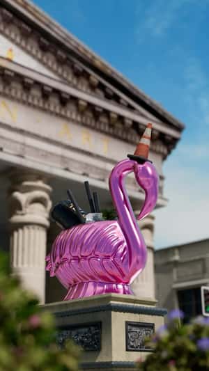 Flamingo Replaces Duke of Wellington in a fake-out-of-home ad of Slug & Lettuce