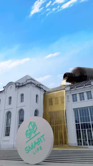 Giant Glutathione Pours Over Building in a fake-out-of home ad of SmartLife 