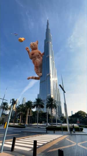 Lenovo Laptop Cat Climbing in fake-out-of-home ad of Lenovo