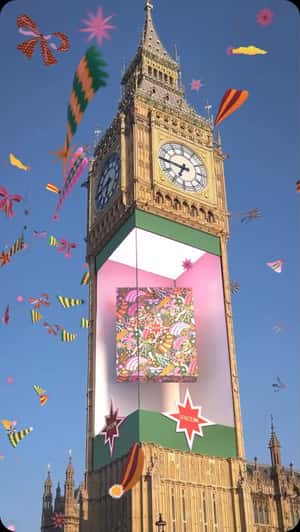 Beauty Advent Calendar Display in Big Ben in a fake-out-of-home ad of Space NK