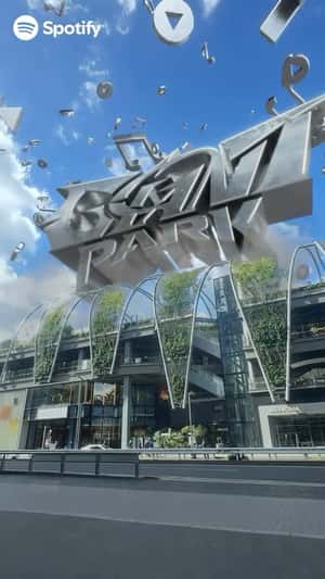 Giant Park Signage Rise from Miyashita Park in a fake-out-of home ad of Spotify