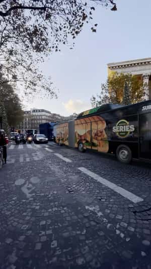 Cheese Pull from Halved Bus in a fake-out-of-home ad of Subway