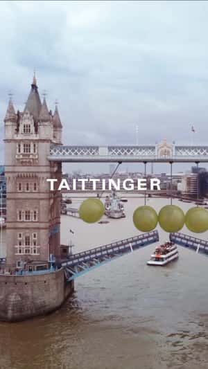 Giant Grapes in Perpetual Motion in a fake-out-of-home ad of Champagne Taittinger