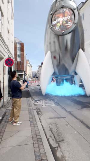 Rocket Sneaker Drop in Denmark in a fake-out-of-home ad of Takeoff Copenhagen