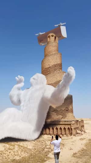 Giant Yeti Chills Under Midea Aircon in a fake-out-of-home ad of Taqeef