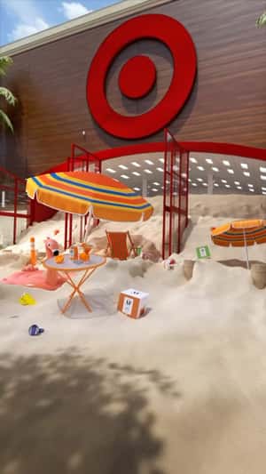 Beach Scene at Target Entrance in a fake-out-of-home ad of Free AF