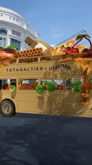 Honey Bus in Urban Streets in a fake-out-of-home ad of Tatagaltier x Loucase