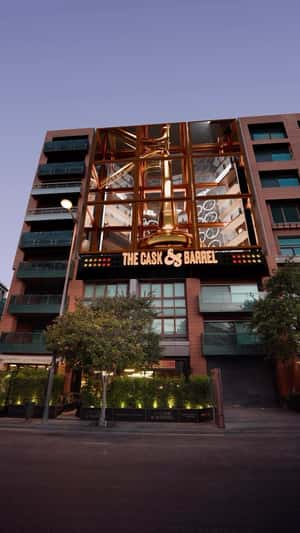 Rubik’s Cube Display in Beirut in a fake-out-of-home ad of The Cask & Barrel