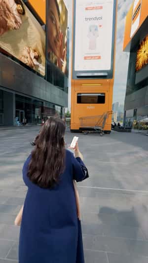 Massive Digital Vending Machine in a fake-out-of-home ad of Trendyol