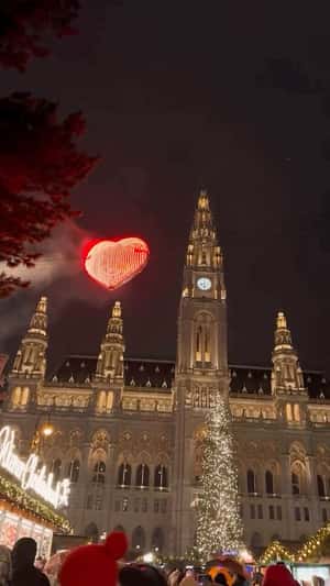 Heart Zipline Over Rathausplatz in a fake-out-of-home ad of Vienna