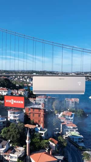 Giant AC Unit Over Bosphorus in a fake-out-of-home ad of Viessmann