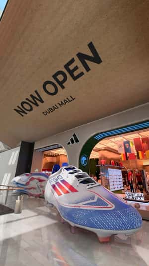 Massive Football Boot Installation at Store in a fake-out-of-home ad of Adidas