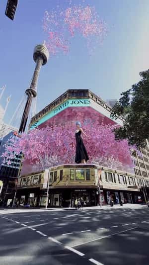 Fashion Facade Reveal At David Jones Sydney in a fake-out-of-home ad of Afterpay