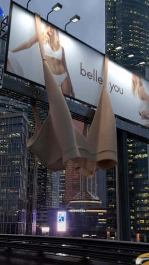 Giant Brassiere Hanging From Billboard in a fake-out-of-home ad of Belle You