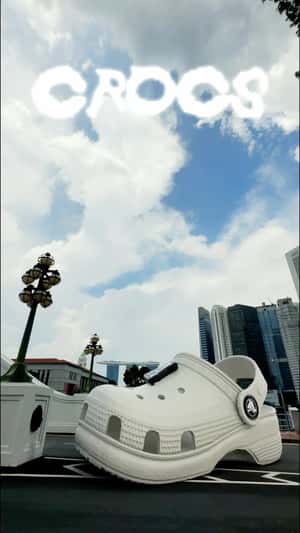 Giant Clogs And Jibbitz on Singapore Streets in a fake-out-of-home ad of Crocs