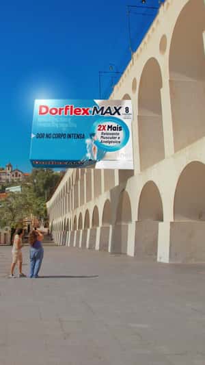 Giant Box Floats by Lapa Arches in a fake-out-of-home ad of Dorflex