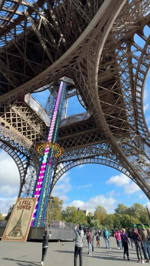 Drop Tower in Eiffel Tower in a fake-out-of-home ad of La Tour Eiffel