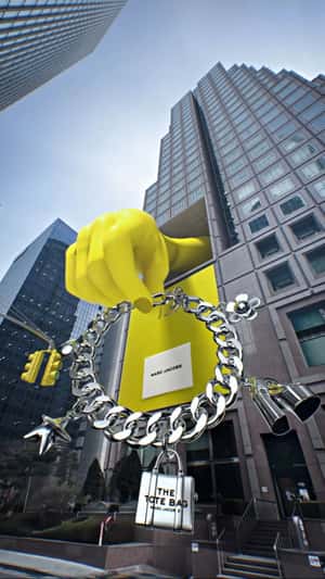 Giant Silver Charm Bracelet Emerge from Building in a fake-out-of-home ad of Marc Jacobs 