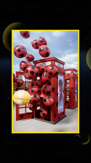 “Miraculous World” Ladybug Telephone Booths in Paris in a fake-out-of-home ad of Disney