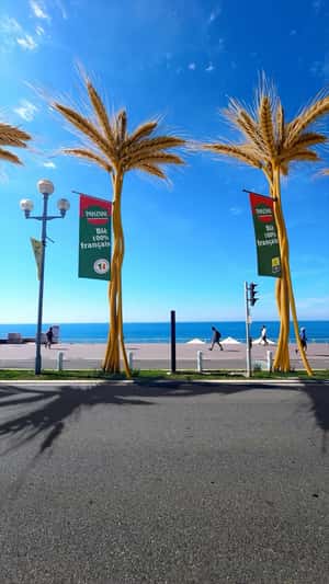 Panzani Giant Wheat Stalks Rise Over Nice Promenade