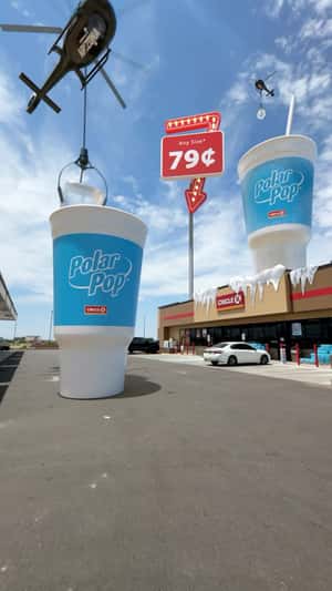 Massive Polar Pop Cups In Arizona in a fake-out-of-home ad of Circle K
