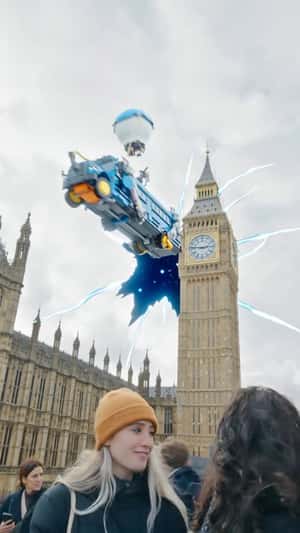 Dragon Emerges from Sky Portal in a fake-out-of-home ad of LEGO