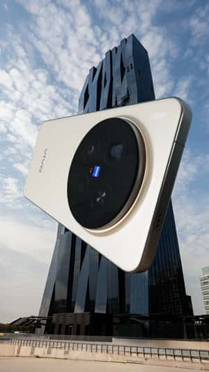 Giant Phone Assembly on DC Tower in a fake-out-of-home ad of Vivo